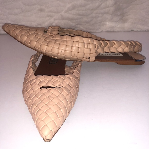 Zara Soft Nude-Pink Woven Sling-Back Flats Size 10 - Picture 9 of 13